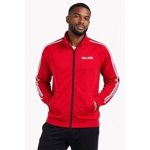 Pillars Men’s Red Track Jacket XS Oversized Zip Up Streetwear Athleisure